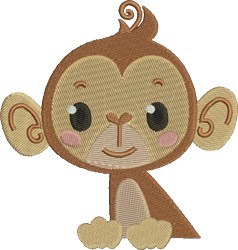 beginner-friendly monkey machine embroidery pattern - Monkey for reusable tote bags