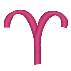 Bold Aries symbol in pink features playful curved lines, creating a distinct 'V' shape for a whimsical design.