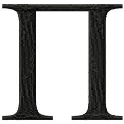 Large uppercase Pi symbol in black thread with clean stitching, modern and minimalist design.