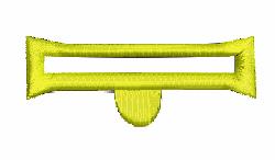 Bright yellow rectangle shape with open center and bottom protrusion, clean minimalist design for modern embellishment.