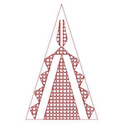 Abstract geometric triangle filled with red patterns, minimalist and modern, perfect for quilting projects.