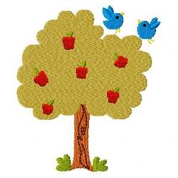 bird detailed machine digital embroidery - Apple Tree perfect for kitchen tea towels