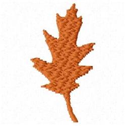 Stylized orange autumn leaf with intricate stitching details, showcasing its natural shape and slender stem.