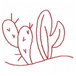 Cactus Redwork - 4x4 redwork redwork machine embroidery design for Home Decor