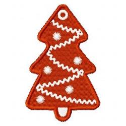 Playful Christmas tree in vibrant red, adorned with white decorative swirls for festive cheer.