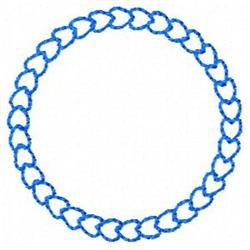 Decorative border design featuring a blue circular pattern of linked shapes, perfect for minimalist embroidery projects.