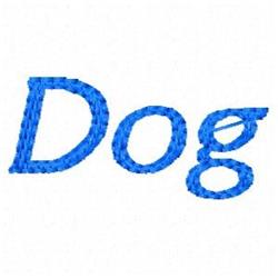 Playful blue text spelling 'Dog' on a light background, perfect for dog-themed products.