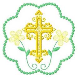 Easter Cross - 4x4 cross detailed machine embroidery design for festive table runners