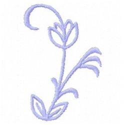Delicate flower stem with light blue petals and simple leaves, emphasizing minimalistic botanical design.
