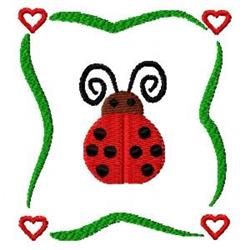 beginner-friendly valentine heart machine embroidery pattern - Framed Ladybug for reusable tote bags