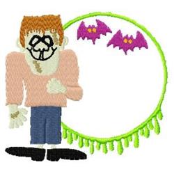 detailed halloween bird machine embroidery pattern - Frankenstein for kitchen aprons