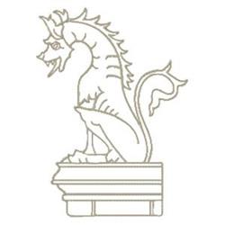 monster detailed machine digital embroidery - Gargoyle perfect for kitchen tea towels