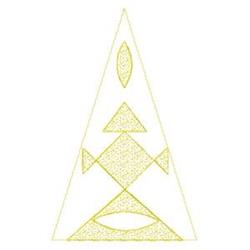 Geometric design featuring minimalist light yellow triangles, diamonds, and an oval in a clean arrangement.