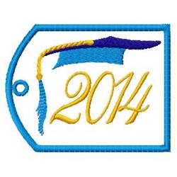 Colorful graduation cap with a tassel, '2014' in gold script, tag shape, perfect for graduation celebrations.