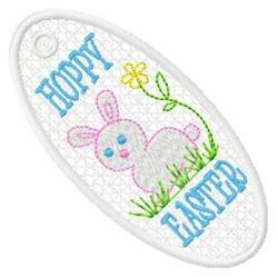 Hoppy Easter Label - 4x4 bunny rabbit detailed embroidery design for Easter Baskets