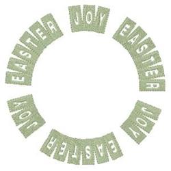 Circular text design featuring 'JOY' and 'EASTER' in soft light green, perfect for festive Easter decor.