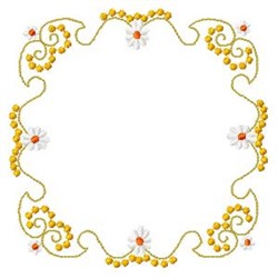 Square Daisy Frame Embroidery Design | EmbroideryDesigns.com