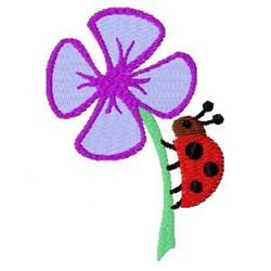 beginner-friendly daisy machine embroidery pattern - Ladybug Daisy for reusable tote bags
