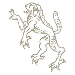 Mythical creature in line art style, featuring detailed claws and raised stance, perfect for fantasy-themed embroidery.