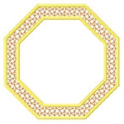 Octagonal frame with a bright yellow outline, featuring an intricate inner pattern and a white center, decorative design.