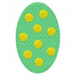 Decorative oval with playful yellow dots on a vibrant green background, perfect for Easter decor.