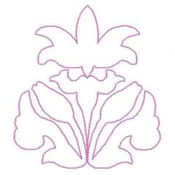 Redwork floral design featuring delicate line art of flowers and leaves in soft pink, elegantly arranged.