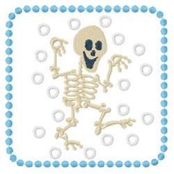 Skeleton Block - 5x7 skull detailed machine embroidery design for reusable tote bags
