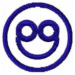 Cheerful smiley face in vibrant blue within a circular outline. Simple and playful design for casual items.