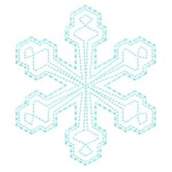 Delicate snowflake in light blue, featuring geometric patterns and bold outlines, perfect for winter decor.
