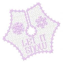 Playful snowflakes in light purple showcase a cheerful 'LET IT SNOW' text, perfect for festive winter decor.