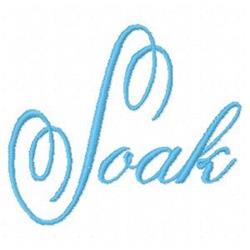 Cursive word 'Soak' in light blue, playfully designed for kitchen décor, perfect for towels.