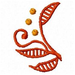 Stylized leaf in vibrant orange with yellow dots, clean lines, and a modern aesthetic; perfect for quilting.