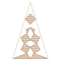 Geometric quilting design featuring a prominent triangular shape with gold interlocking diamonds, perfect for holiday project