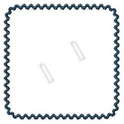 Zigzag trim in dark blue boasts a simple border against a white background, featuring small white attachment elements.