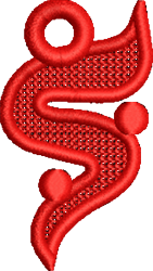 FSL abstract shape in vibrant red with smooth curves and geometric details, showcasing a modern and bold design.