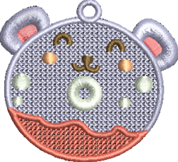 FSL bear face donut design with joyful expressions, pastel colors, and cute features, perfect for playful themes.