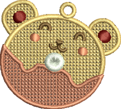 FSL bear face with playful rounded ears, rosy cheeks, and a cookie-like brown bottom. Perfect for cheerful decor.