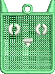 FSL cat face in vibrant green with simple shapes, distinct whiskers, and a friendly expression.