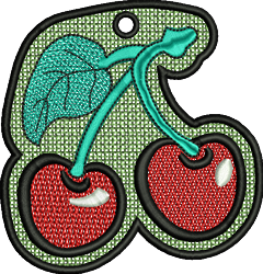 FSL Cherries - 4x4 leaf beginner-friendly embroidery design for Kitchen Textiles
