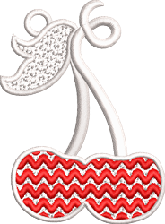 beginner-friendly leaf machine embroidery pattern - FSL Cherries for kitchen aprons