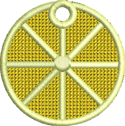 FSL vibrant yellow citrus slice with detailed texture, circular shape, and fresh appearance, perfect for kitchen decor.