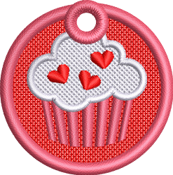 FSL Cupcake - 4x4 heart beginner-friendly embroidery design for reusable tote bags