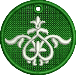 FSL decorative emblem featuring a circular design with a vibrant green background and elegant white curves.