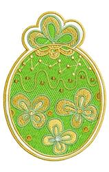 FSL Easter egg in vibrant green with gold accents and playful floral designs, perfect for festive spring celebrations.