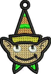 FSL elf character with a smiling face, green hat, and yellow accents, perfect for holiday decorations.