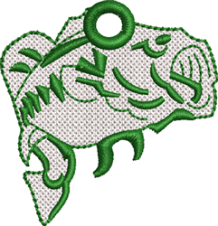FSL fish with a vibrant green outline and white body, featuring intricate scales and a playful hook.