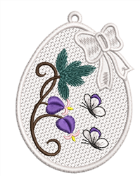 FSL Floral Easter Egg - 4x4 butterfly detailed embroidery design for Keychains