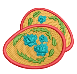 leaf detailed machine embroidery - FSL Floral Easter Eggs for reusable tote bags
