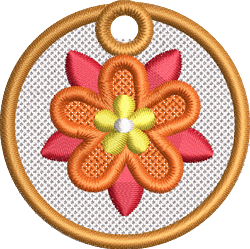 beginner-friendly flower machine embroidery pattern - FSL Flower for Party Tags