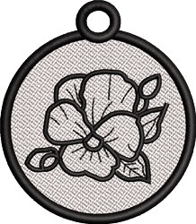 FSL flower framed in simple line art, bold black outline against a textured light background.